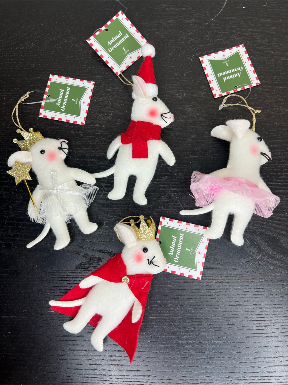 NEW Target Bullseyes Playground Christmas 2026 Set of 4 Felt Mice Ornaments